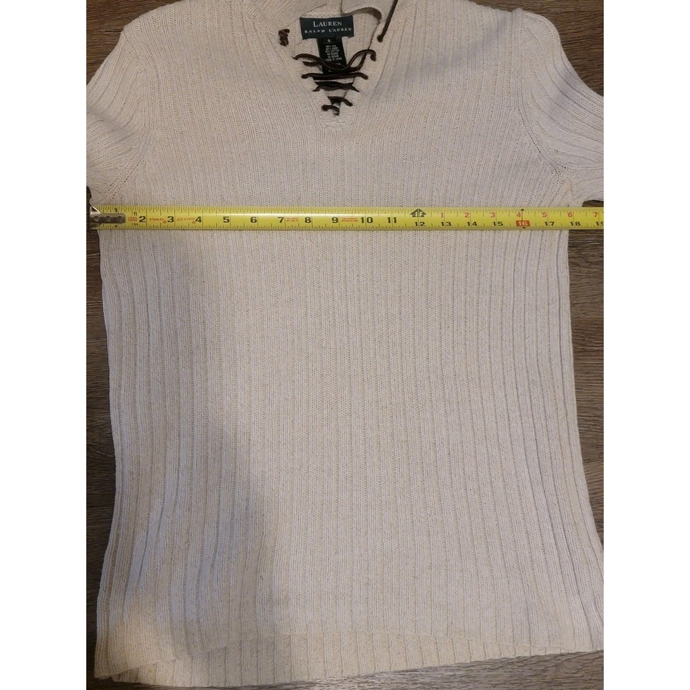 Lauren Ralph Lauren Sweater Womans Small Fisherman Silk Linen Cotton Leather Tie - Picture 6 of 11
